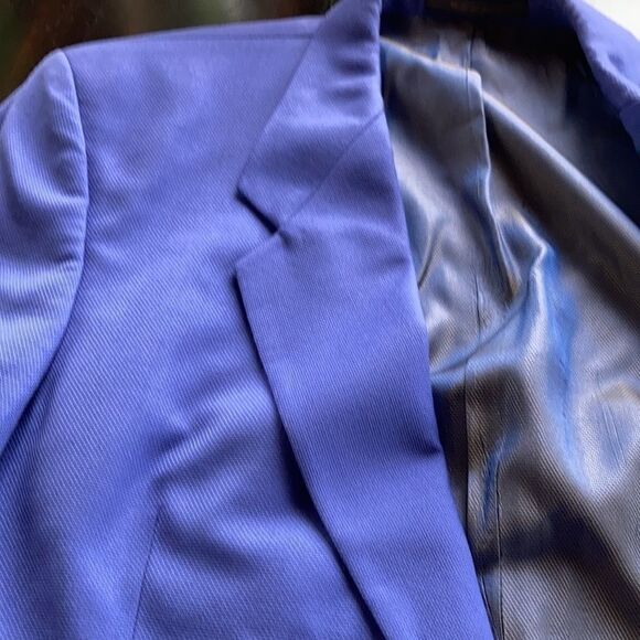 LAGO maggiore Sharp Shoulder Blazer wool cornflower blue blazer 44R - Picture 14 of 16
